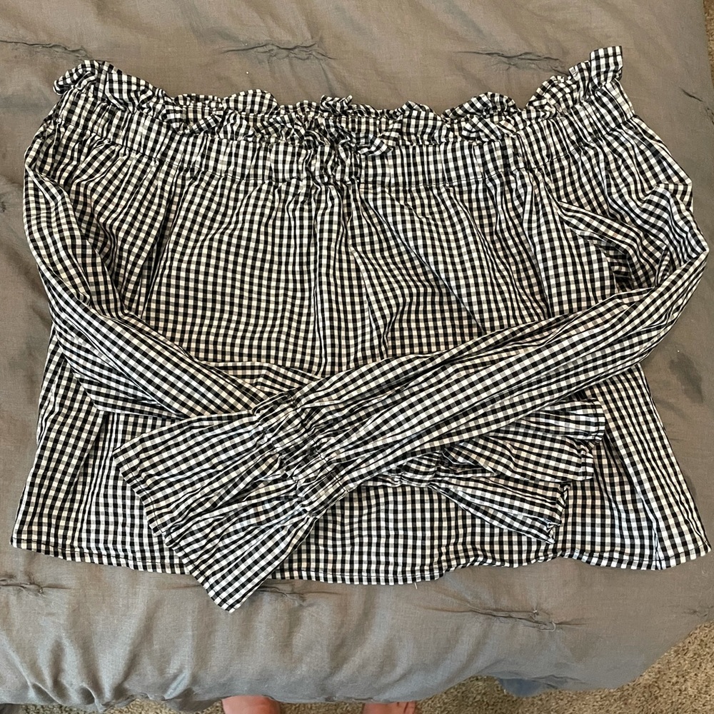 Forever 21 gingham off the shoulder top